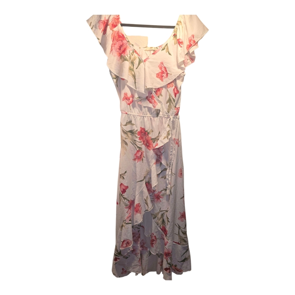 Indulge Sz. Xlarge White Floral Faux Wrap Maxi Dress Nwt